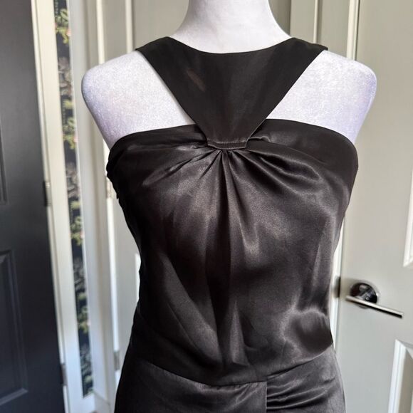 Vintage Y2K Moschino Cheap and Chic Black Silk Halter Mini Party Dress Size M - Picture 2 of 10